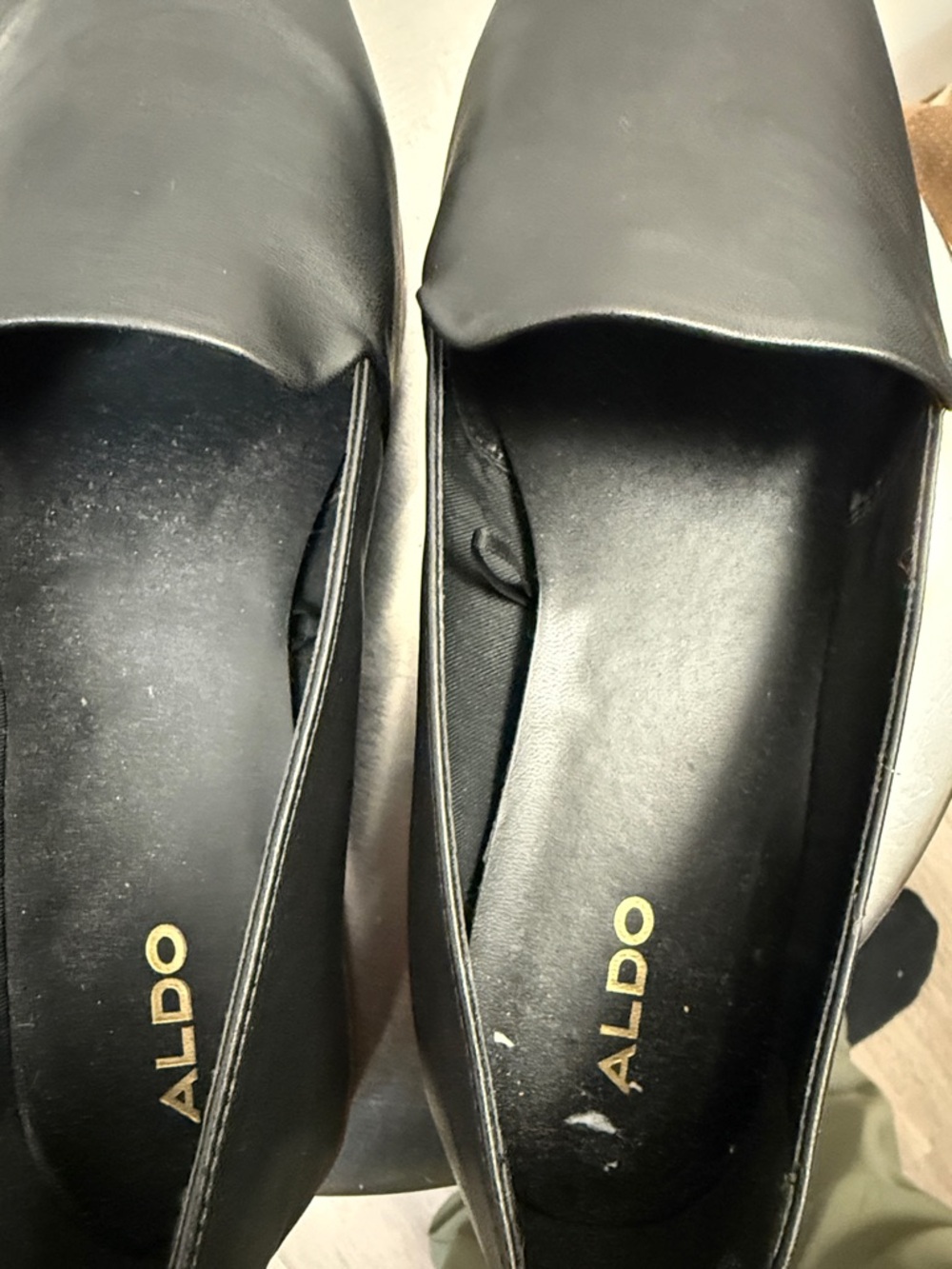 Aldo Black Slip-On Leather-Look Flats